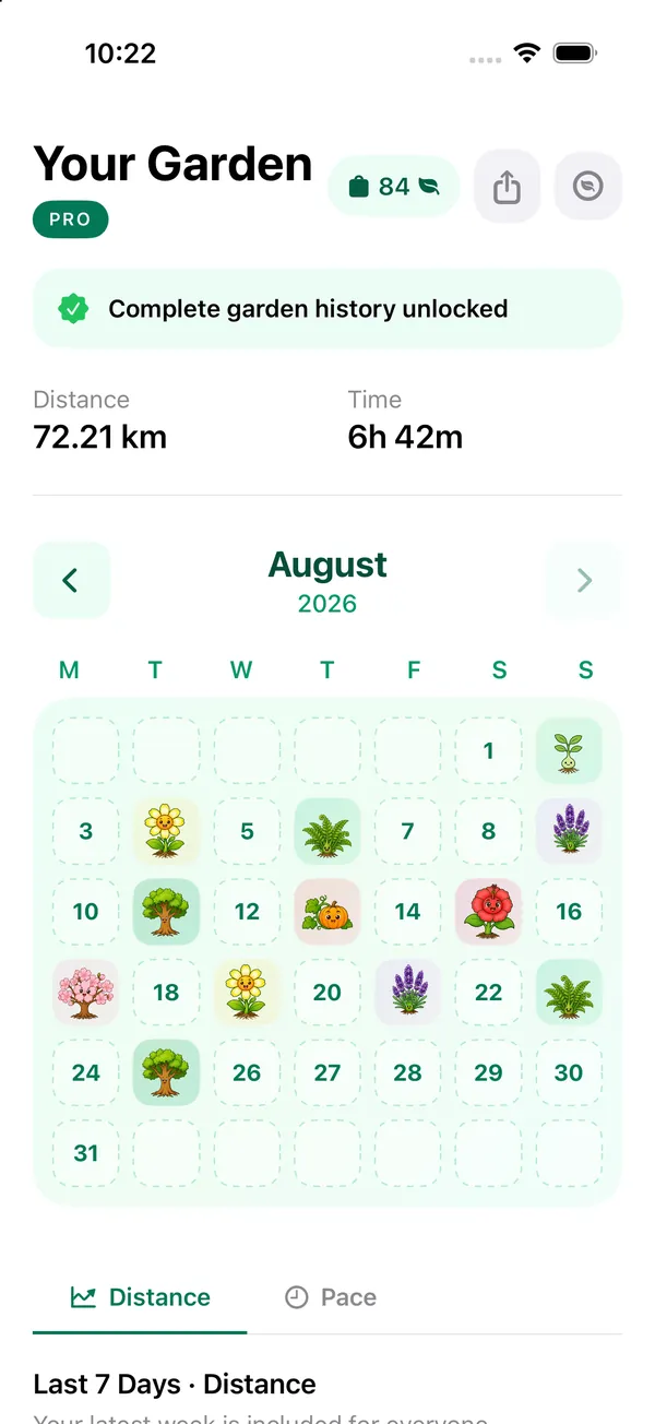 Run&Grow garden calendar with a plant on each run day